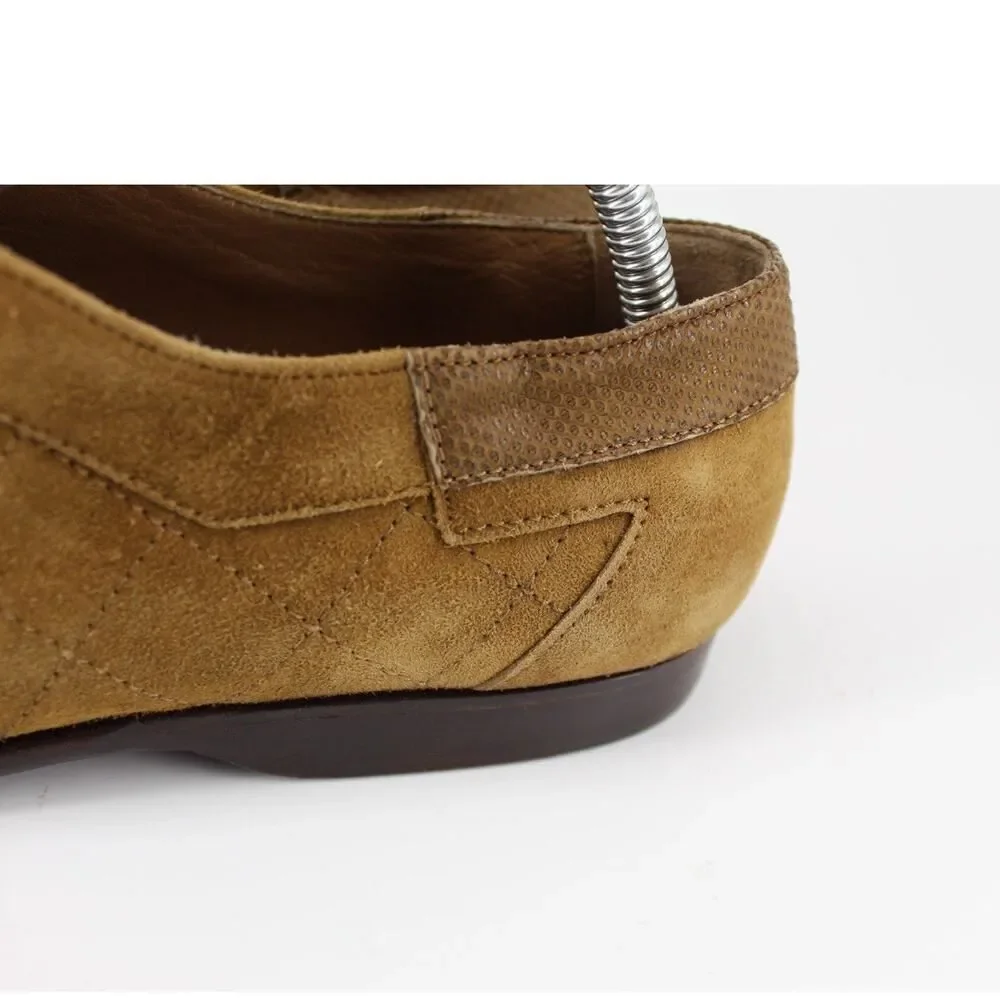 Rick Pallack Oxford Shoes Mens 9 Brown Suede Quilted Lace Up Leather Sole Oxford